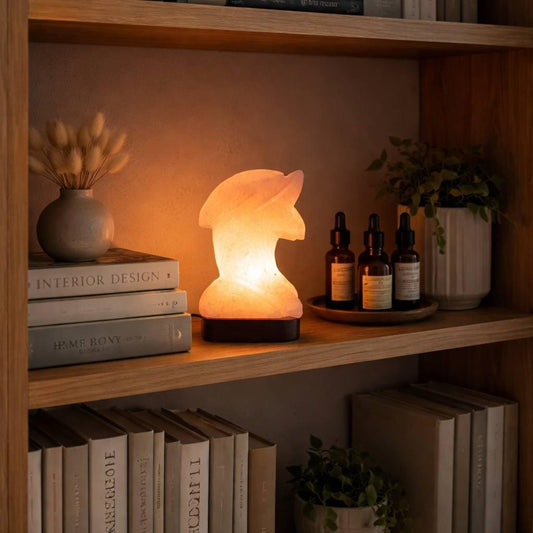 Dolphin Himalayan Salt Lamp hand carved from natural pink Himalayan salt