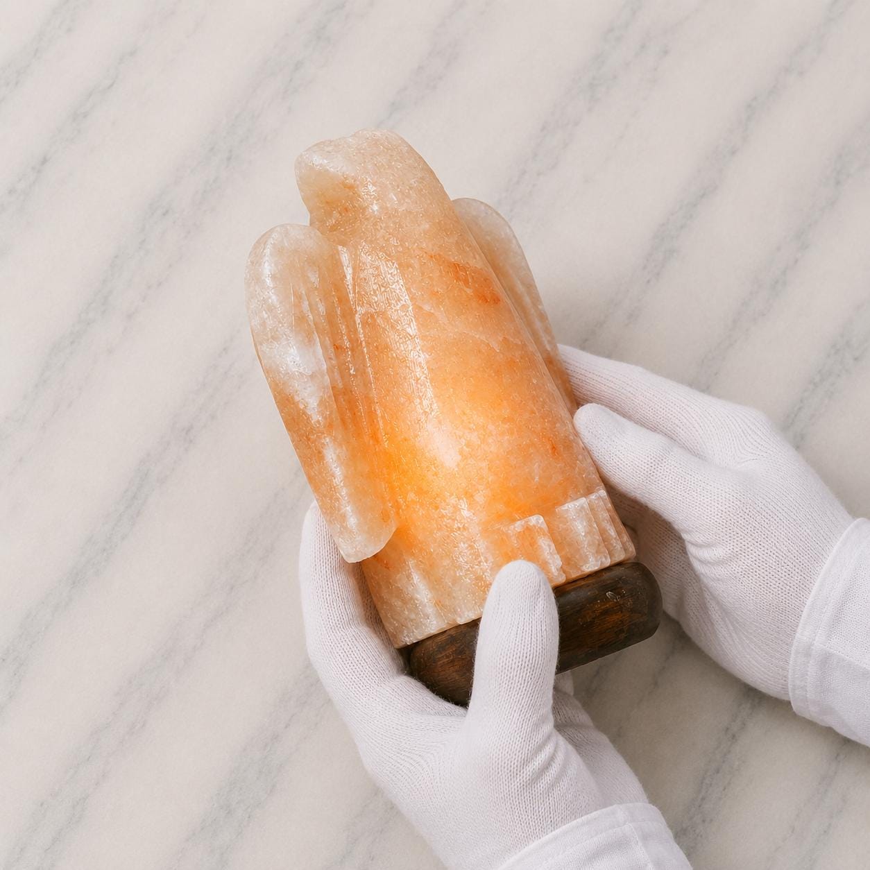 Eagle Himalayan Pink Salt Lamp hand carved glowing with soft warm light