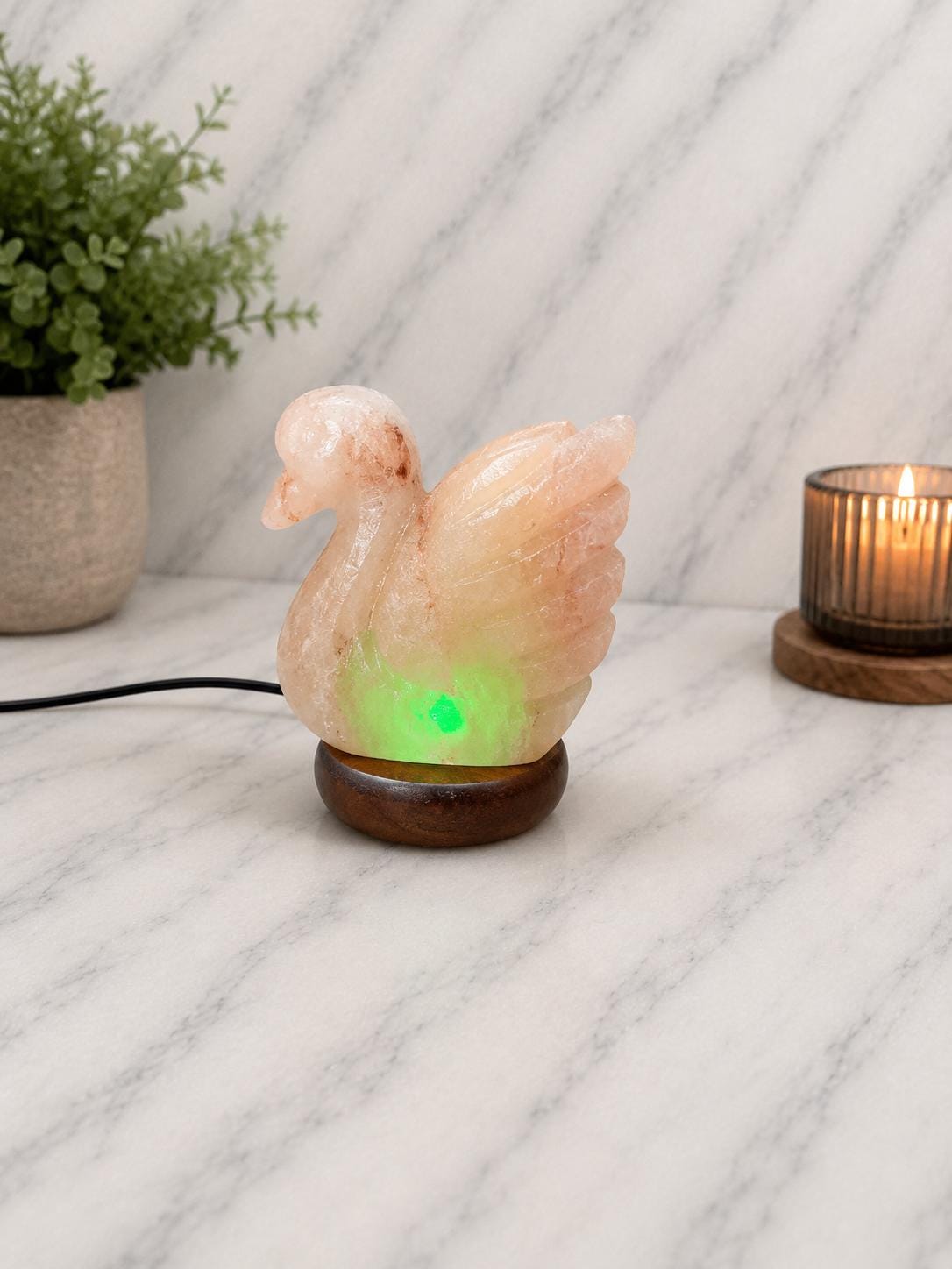 Mini Duck Himalayan Salt Lamp USB whimsical carved design glowing multicolor