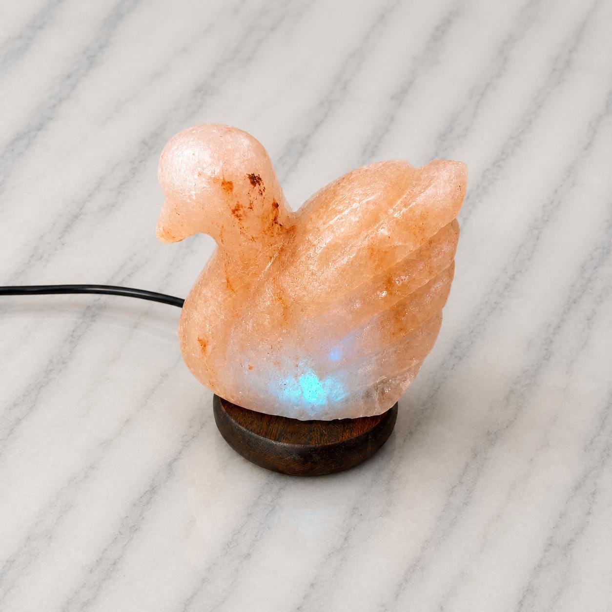 Mini Duck Himalayan Salt Lamp USB whimsical carved design glowing multicolor