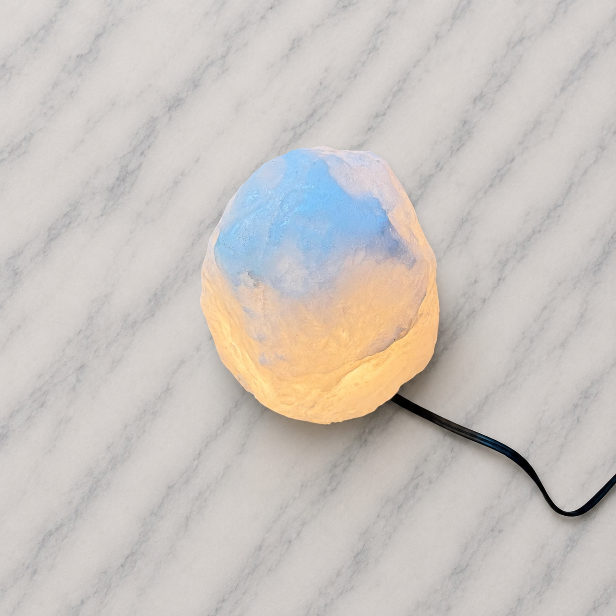 White Himalayan Salt Lamp With Wood Base