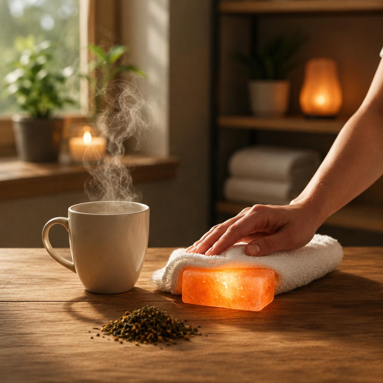 Himalayan Salt Massage Stone Square pink polished surface close up