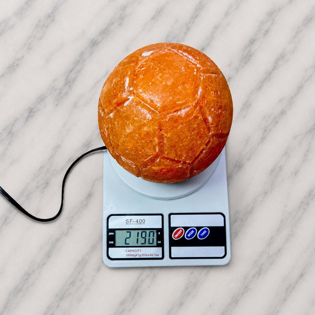 Football Himalayan Salt Lamp hand carved sports fan decor glowing warm amber