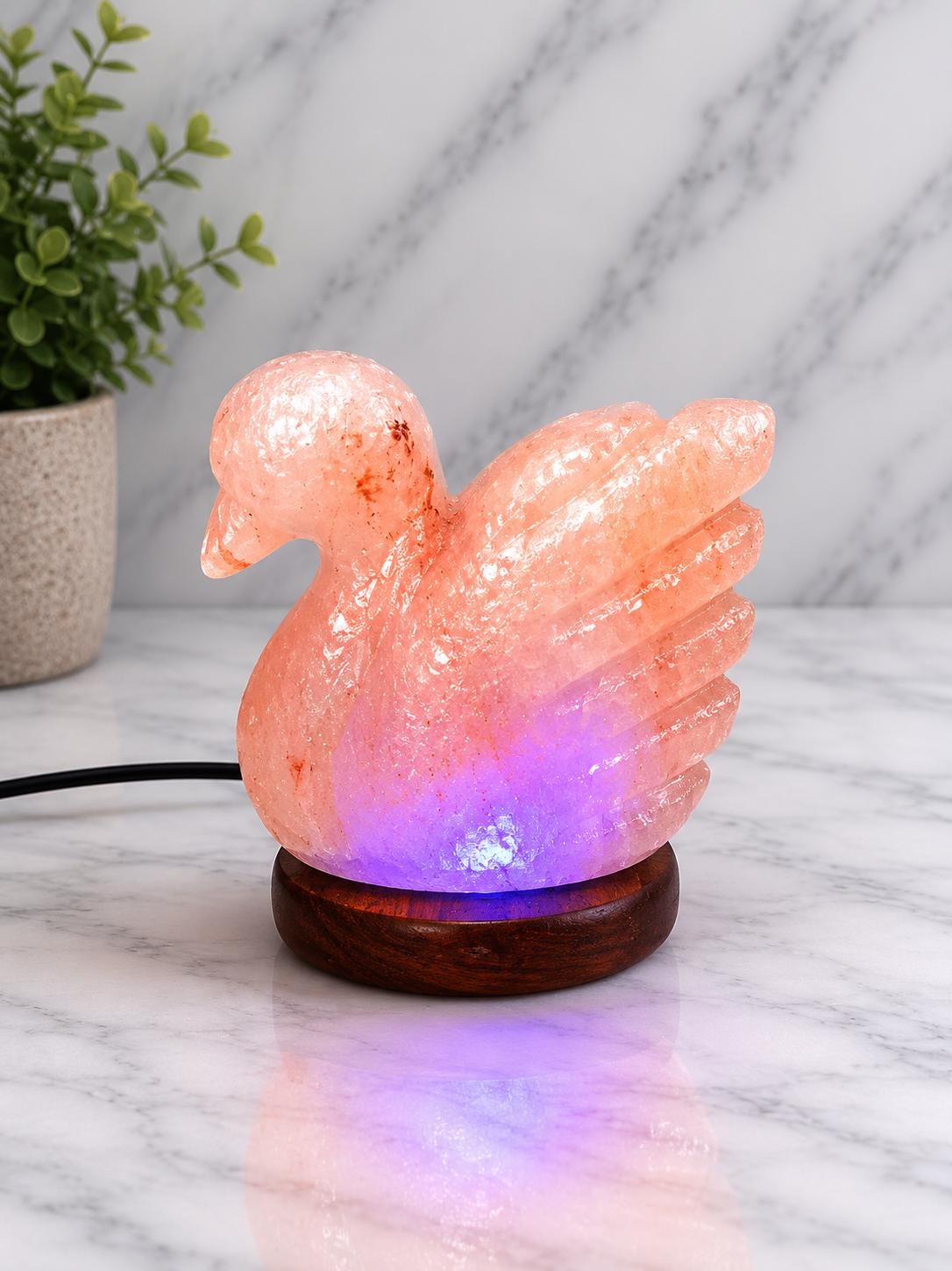 Mini Duck Himalayan Salt Lamp USB whimsical carved design glowing multicolor