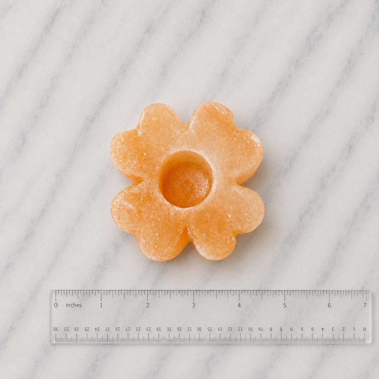 Himalayan Salt Candle Holder Flower graceful floral design glowing warm