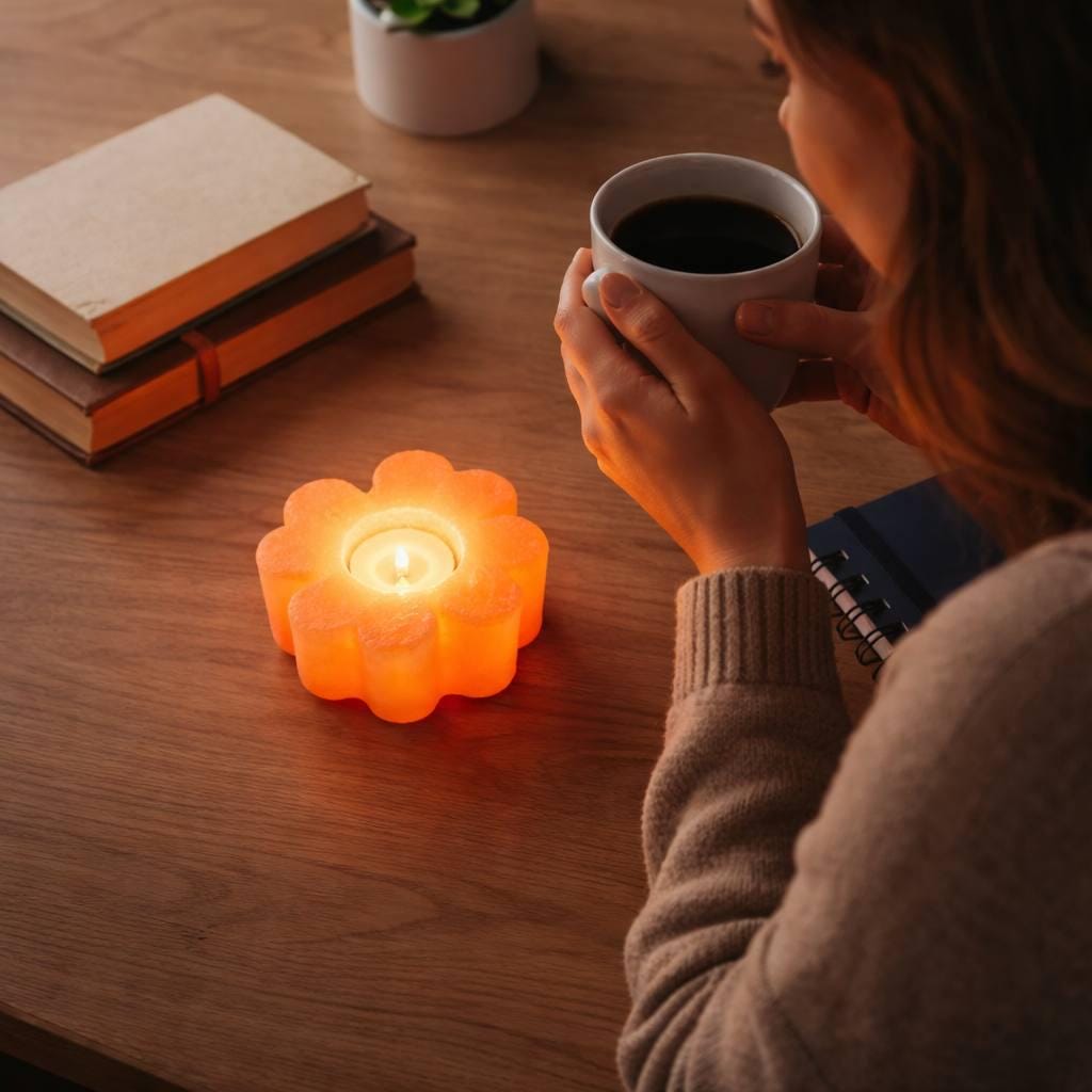 Himalayan Salt Candle Holder Flower