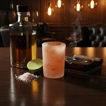 Himalayan Pink Salt Tequila Shot Glass showing natural pink crystal texture