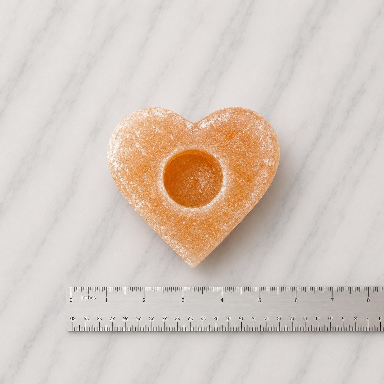 Himalayan Salt Candle Holder Heart shape glowing with warm candlelight