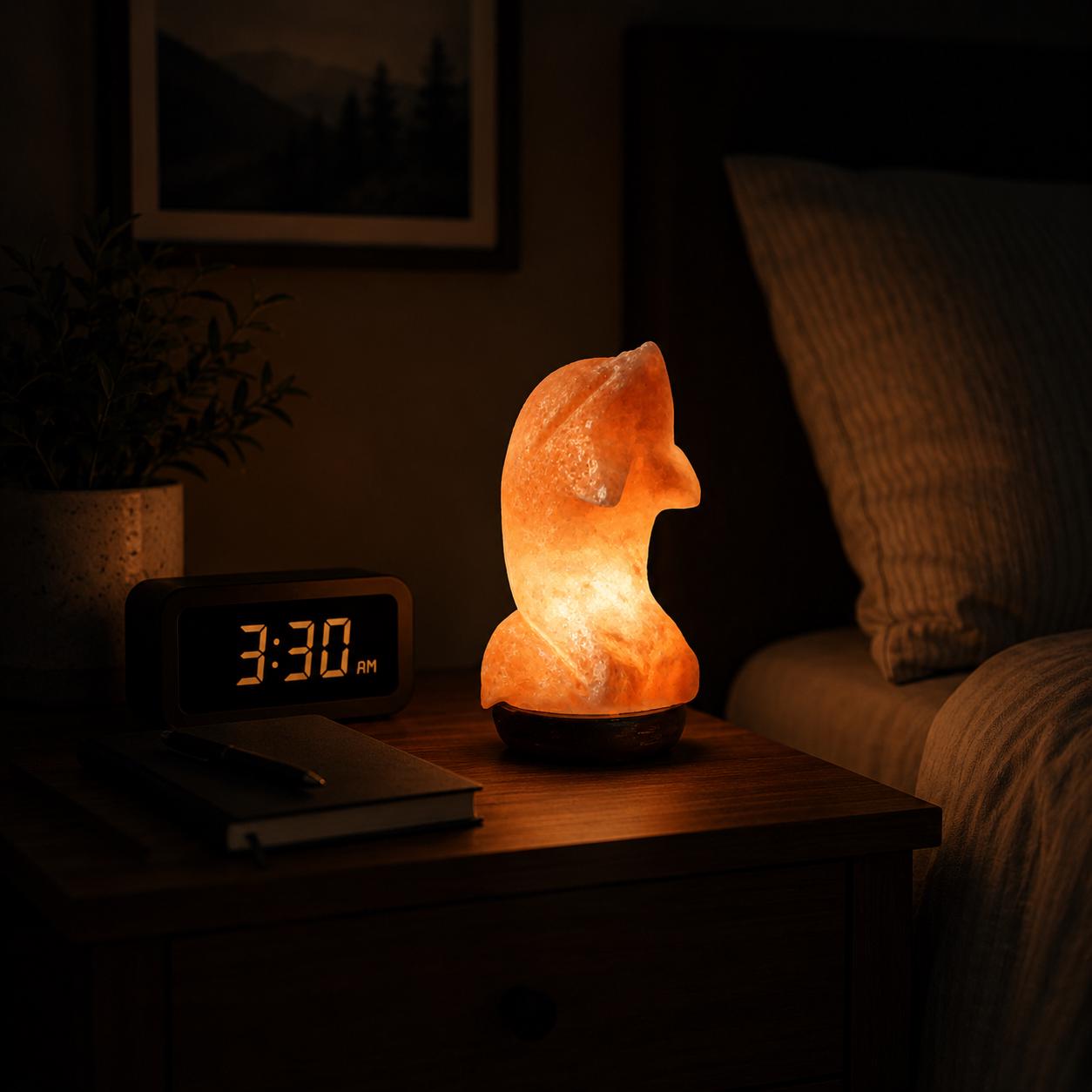 Mini Dolphin Himalayan Salt Lamp USB glowing with soft multicolor light