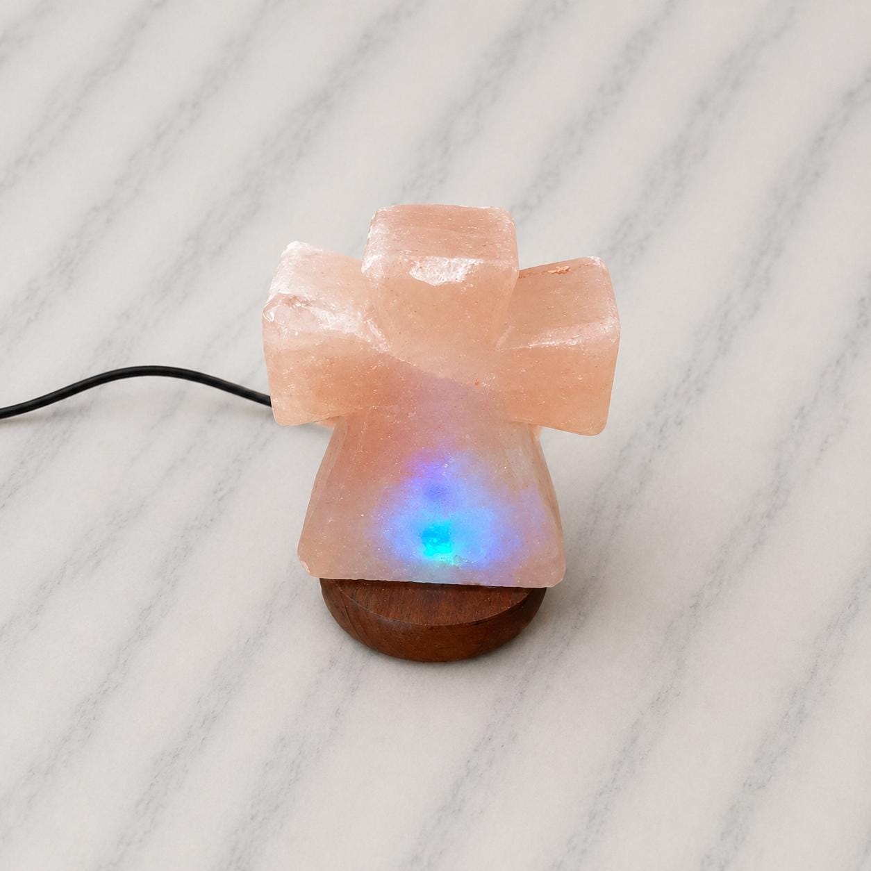 Mini Cross Himalayan Salt Lamp USB glowing with soft multicolor light