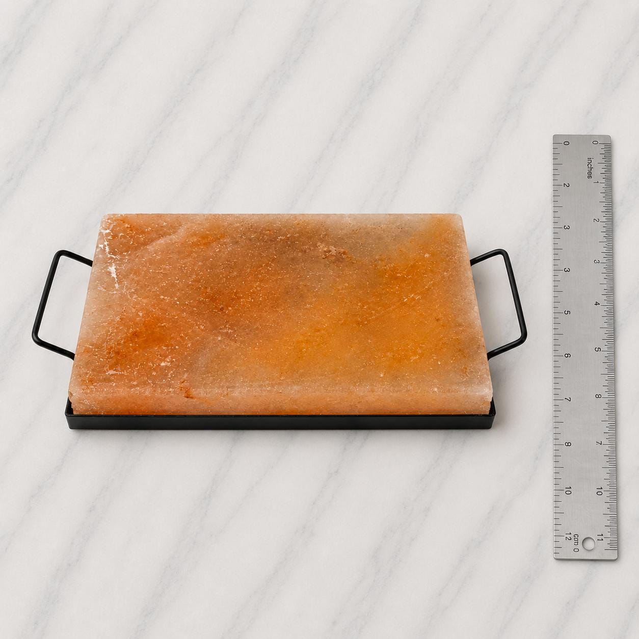 Himalayan Salt Block for Grilling natural pink salt slab on wooden board