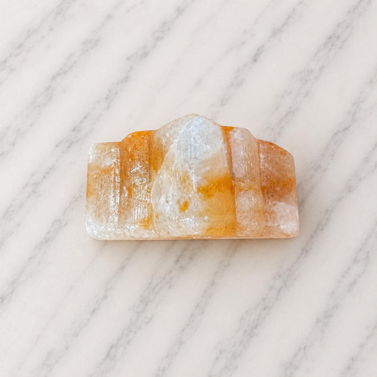 Himalayan Salt Candle Holder Leaf shape glowing with warm candlelight