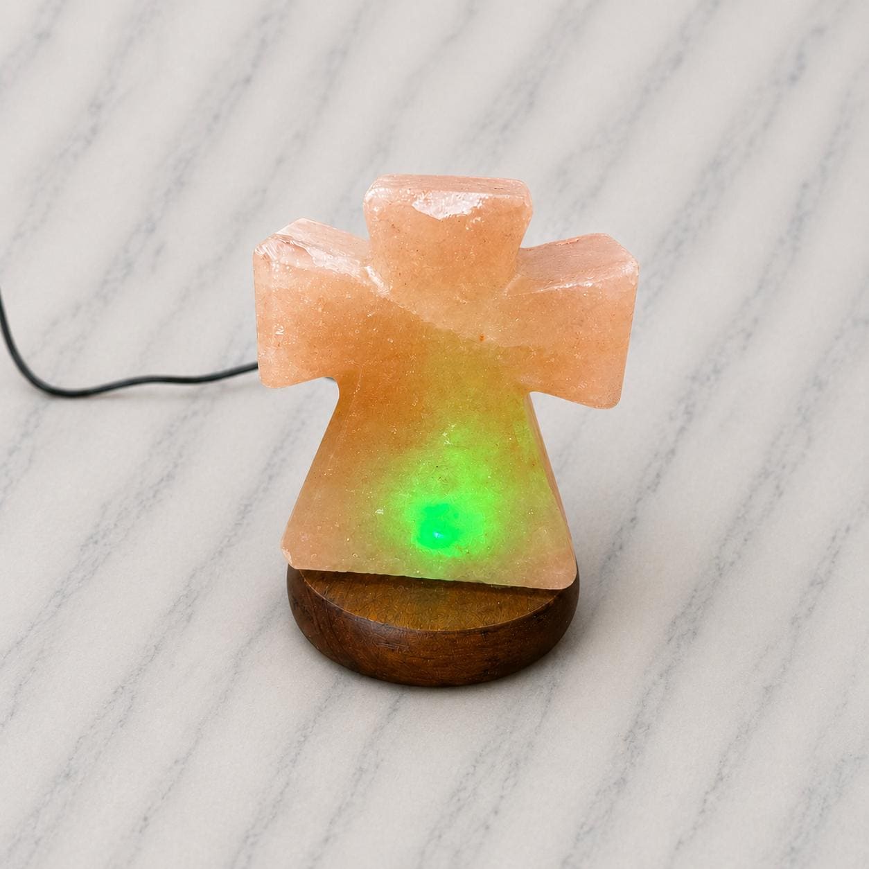Mini Cross Himalayan Salt Lamp USB glowing with soft multicolor light