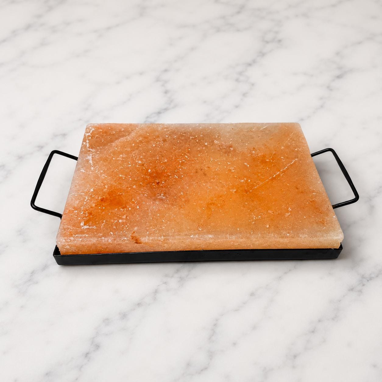 Himalayan Salt Block for Grilling natural pink salt slab on wooden board