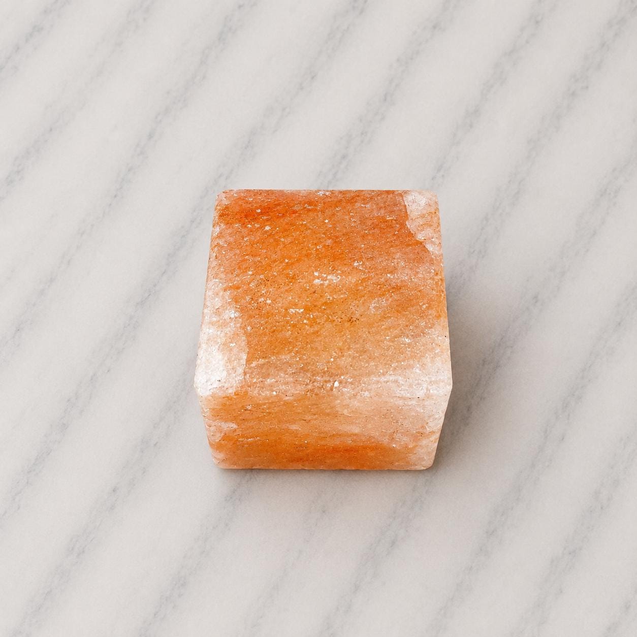 Himalayan Salt Candle Holder Cube minimalist design glowing with warm candlelight