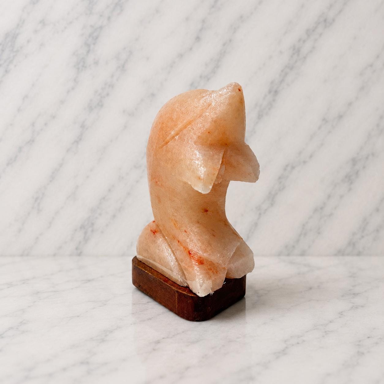Dolphin Himalayan Salt Lamp hand carved from natural pink Himalayan salt