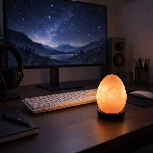 Mini Egg Himalayan Salt Lamp USB compact elegant shape glowing multicolor