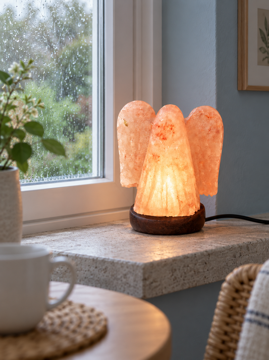 Mini Angel Himalayan salt lamp USB glowing with a warm light