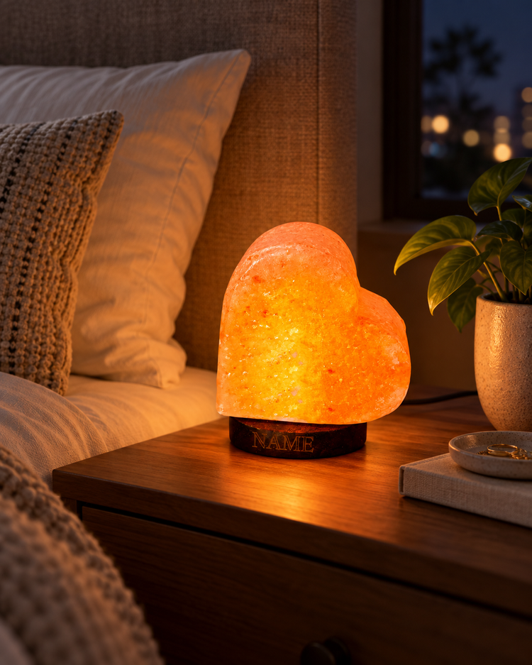 Mini Heart Himalayan salt lamp USB hand carved from 100% natural Himalayan salt