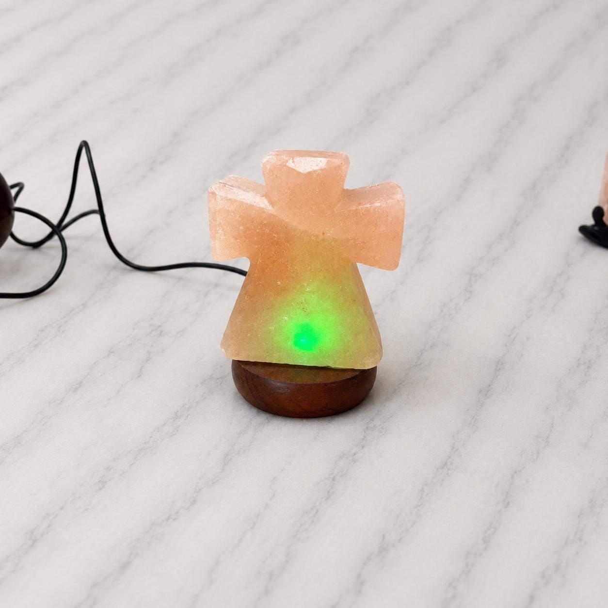 Mini Cross Himalayan Salt Lamp USB glowing with soft multicolor light