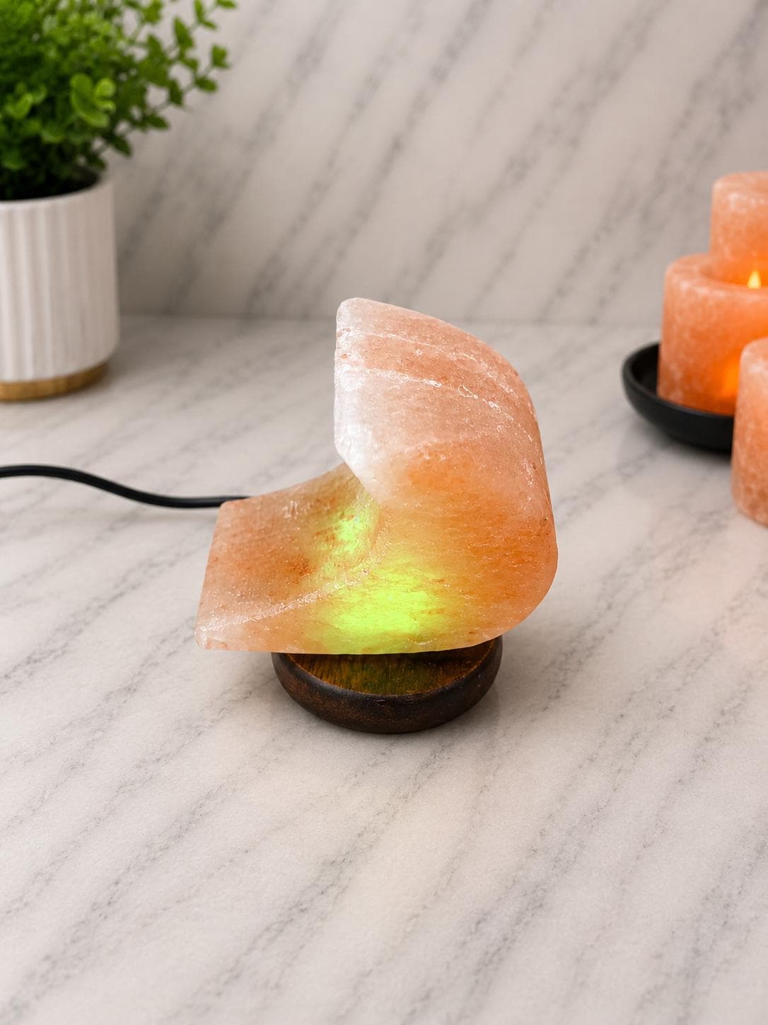 Mini Moon Himalayan Salt Lamp USB crescent shape glowing multicolor