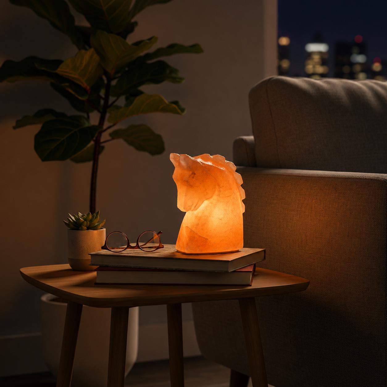 Horse Himalayan Salt Lamp carved from natural pink Himalayan salt