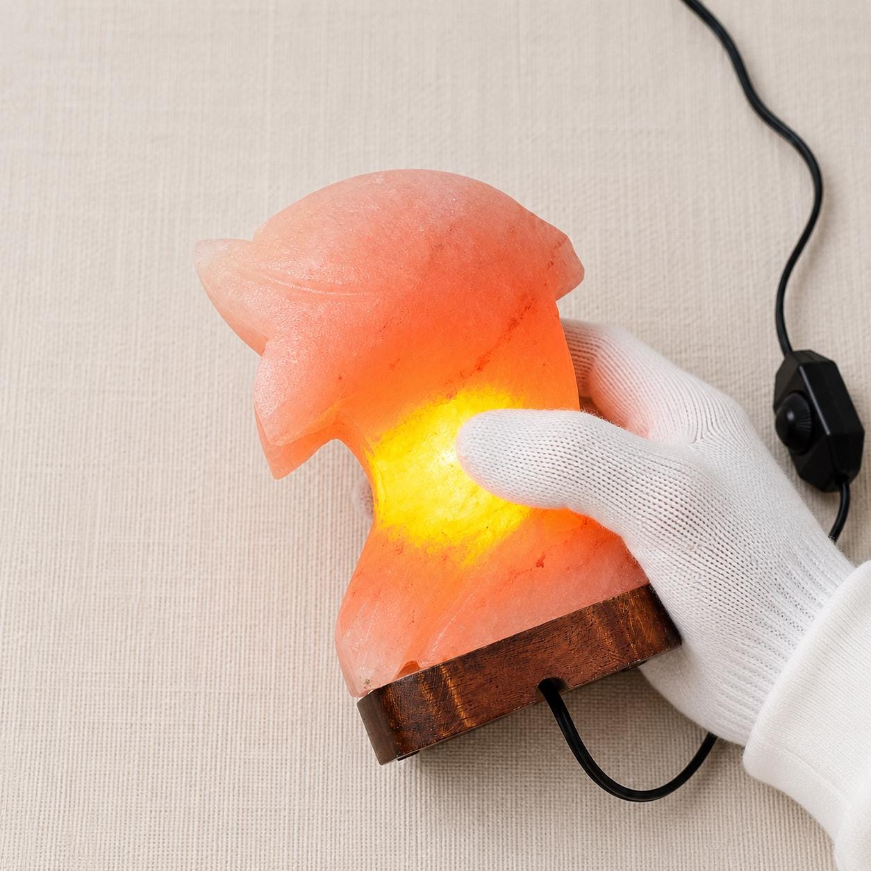 Dolphin Himalayan Salt Lamp hand carved from natural pink Himalayan salt