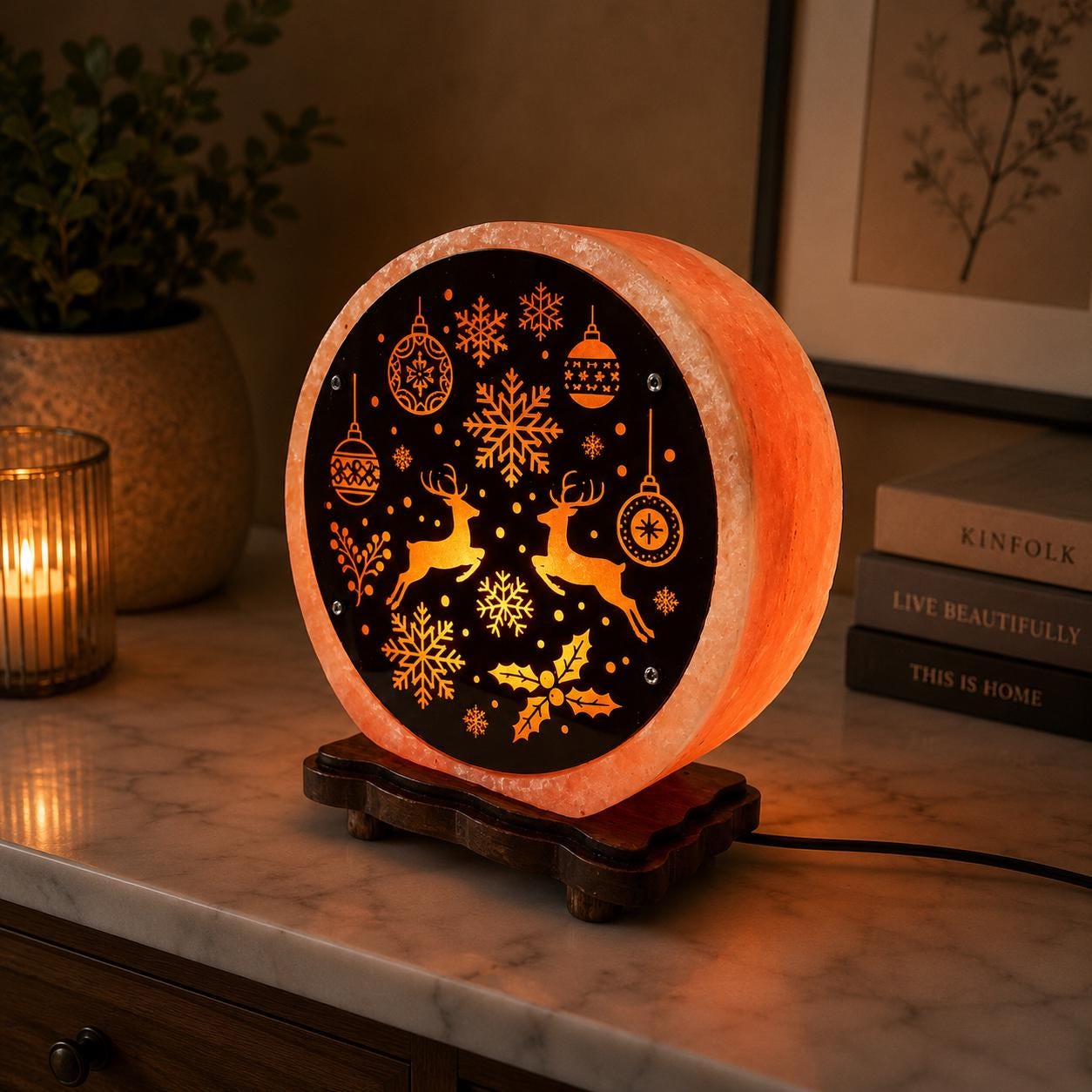 3D Custom Himalayan Salt Lamp personalized engraving glowing warm