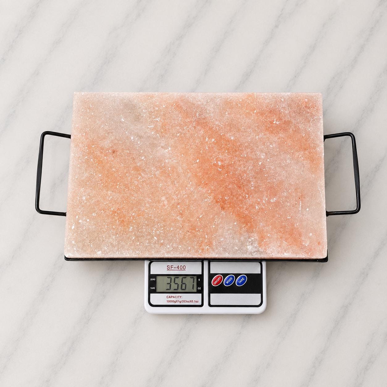 Himalayan Salt Block for Grilling natural pink salt slab on wooden board