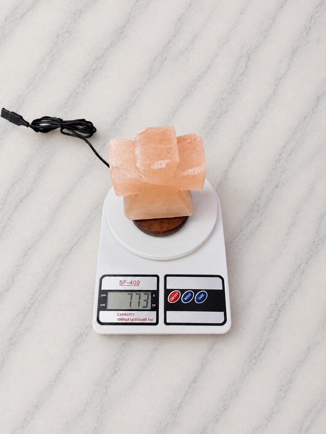 Mini Cross Himalayan Salt Lamp USB glowing with soft multicolor light