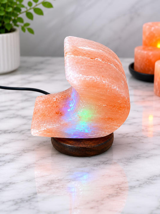 Mini Moon Himalayan Salt Lamp USB crescent shape glowing multicolor