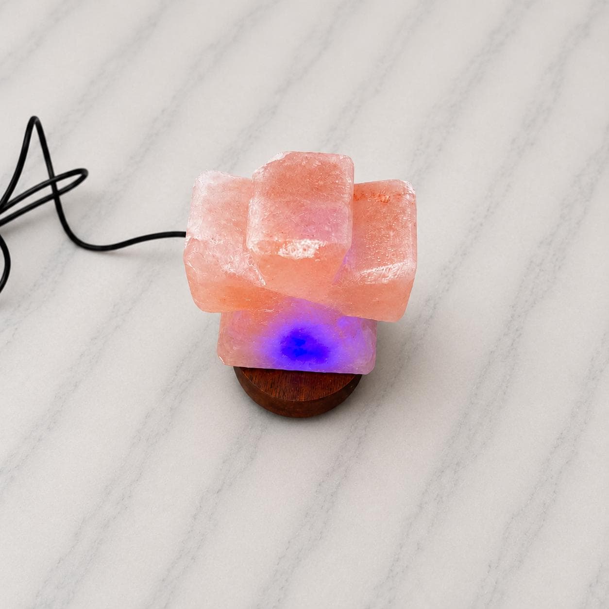 Mini Cross Himalayan Salt Lamp USB glowing with soft multicolor light