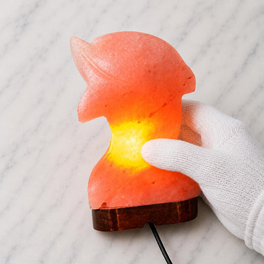 Dolphin Himalayan Salt Lamp hand carved from natural pink Himalayan salt