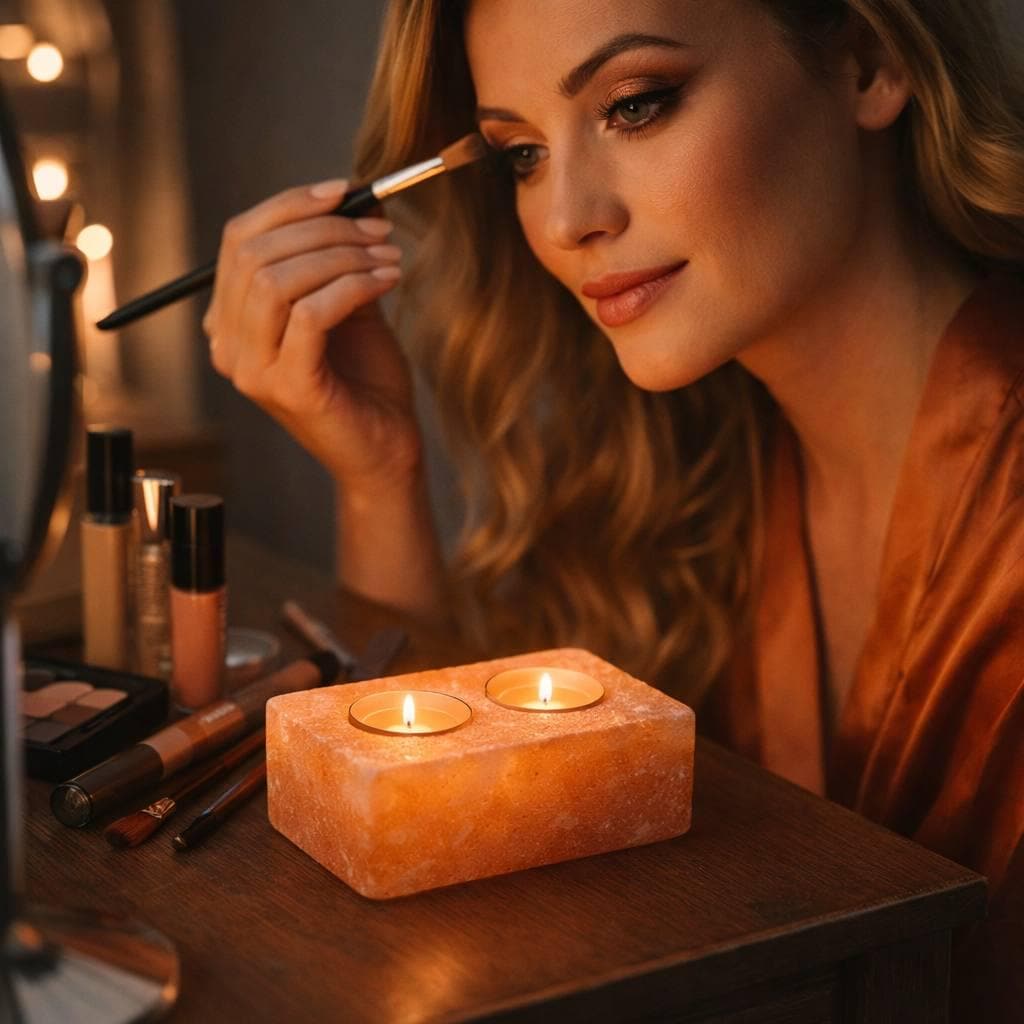 Himalayan Salt Candle Holder Double Cube