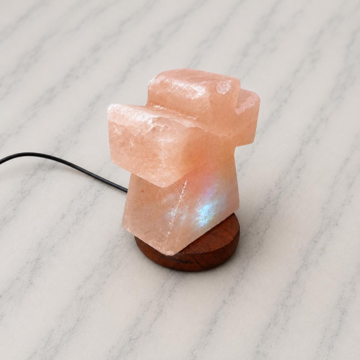Mini Cross Himalayan Salt Lamp USB glowing with soft multicolor light