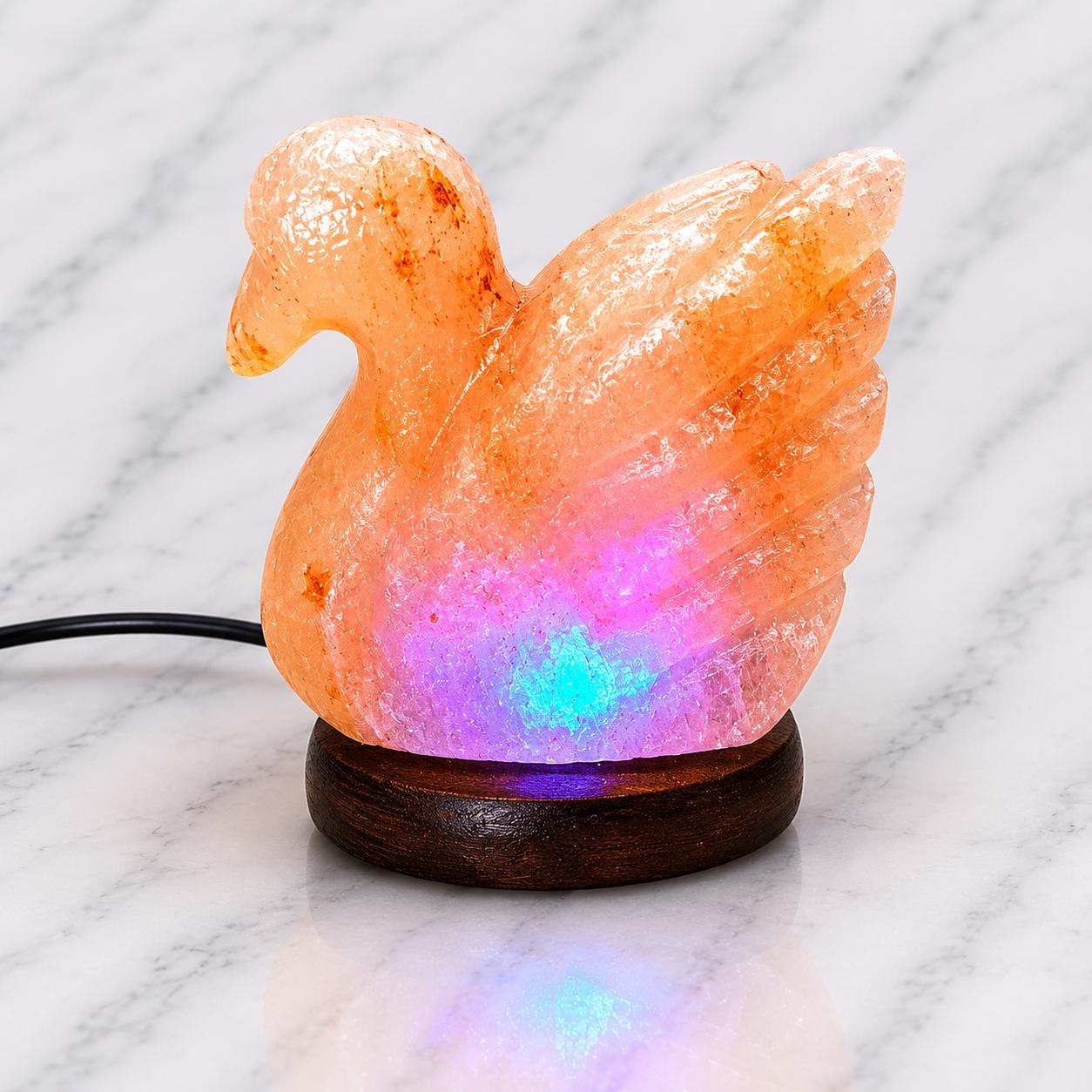 Mini Duck Himalayan Salt Lamp USB whimsical carved design glowing multicolor