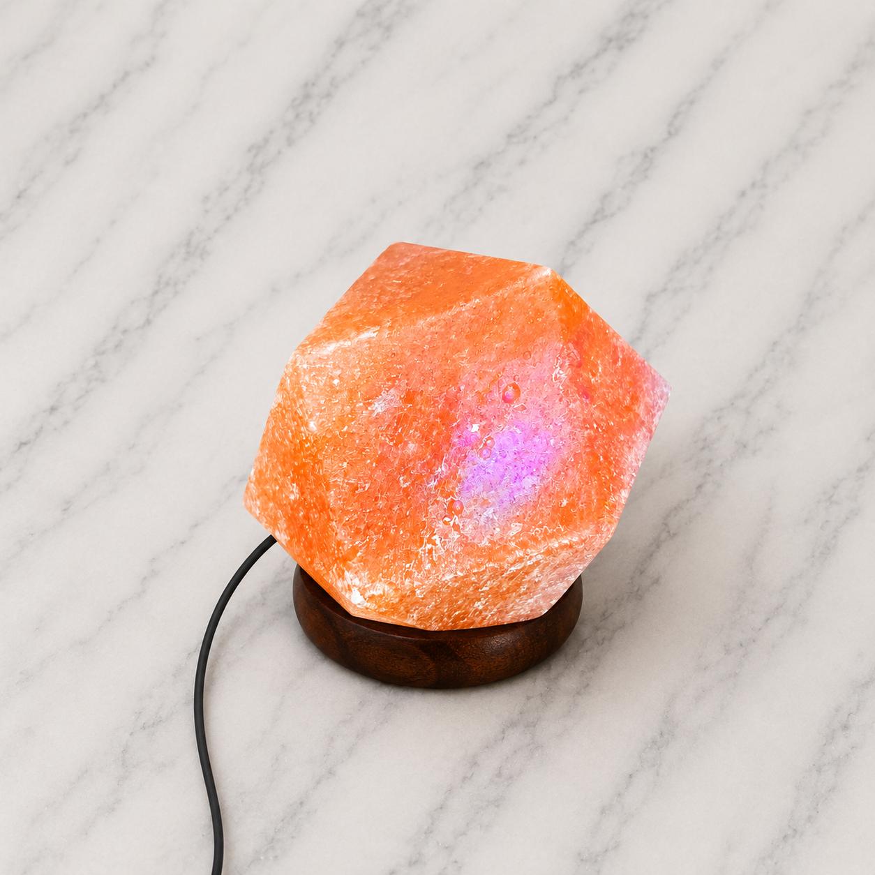Mini Hexagon Himalayan Salt Lamp USB geometric shape glowing multicolor