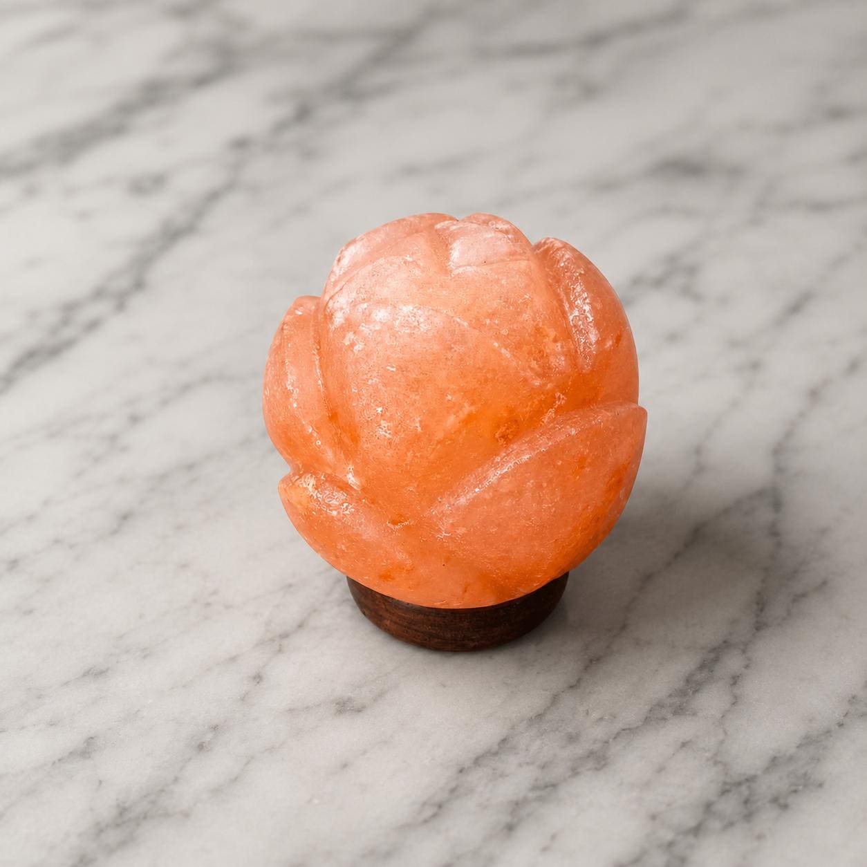 Ball Flower Himalayan Salt Lamp floral sphere design glowing warm pink