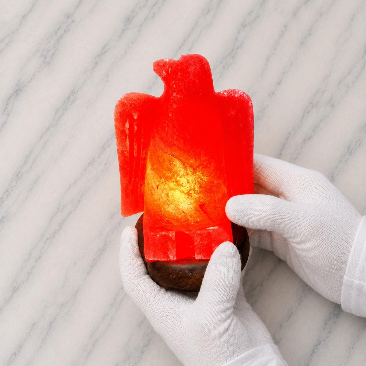 Eagle Himalayan Pink Salt Lamp hand carved glowing with soft warm light
