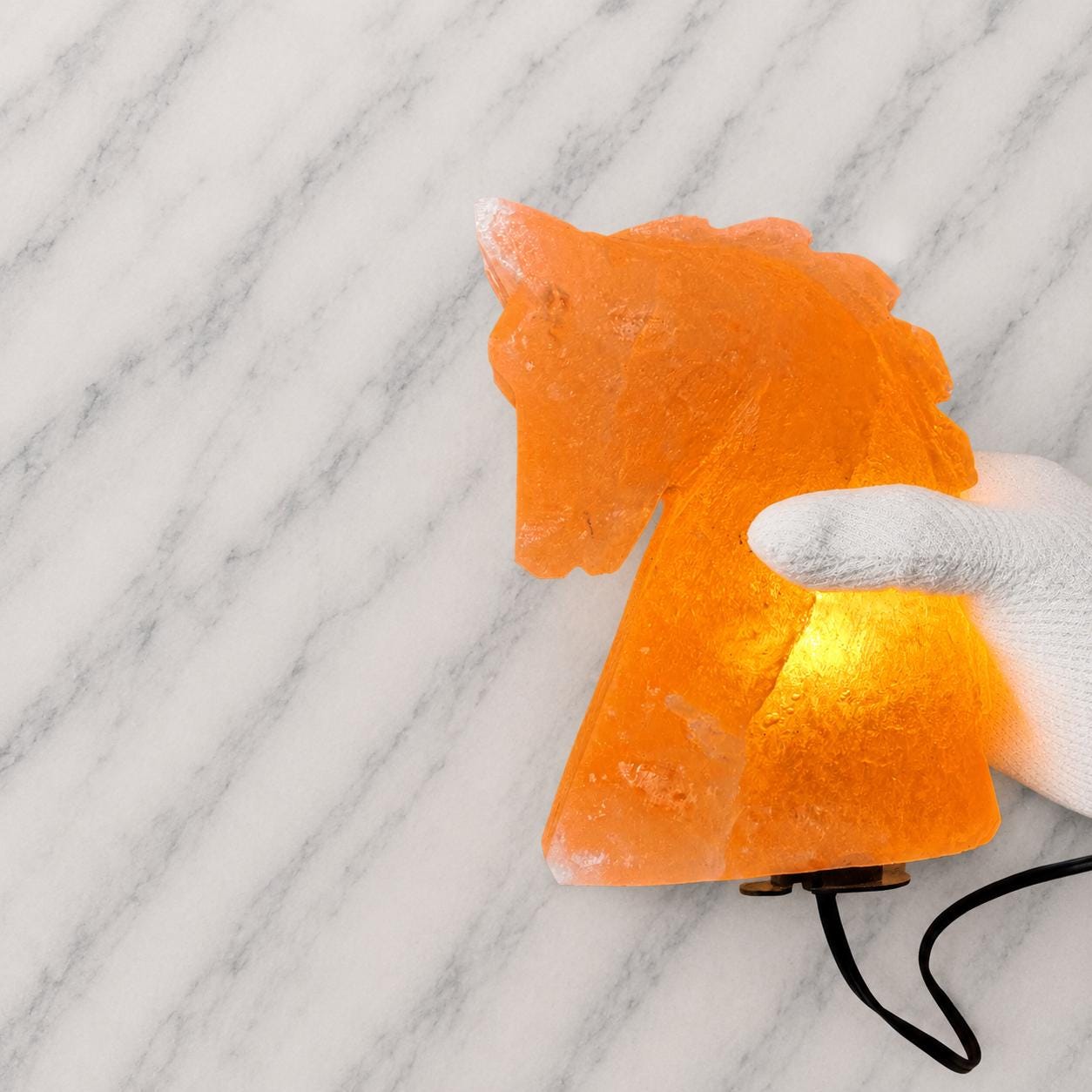 Horse Himalayan Salt Lamp carved from natural pink Himalayan salt