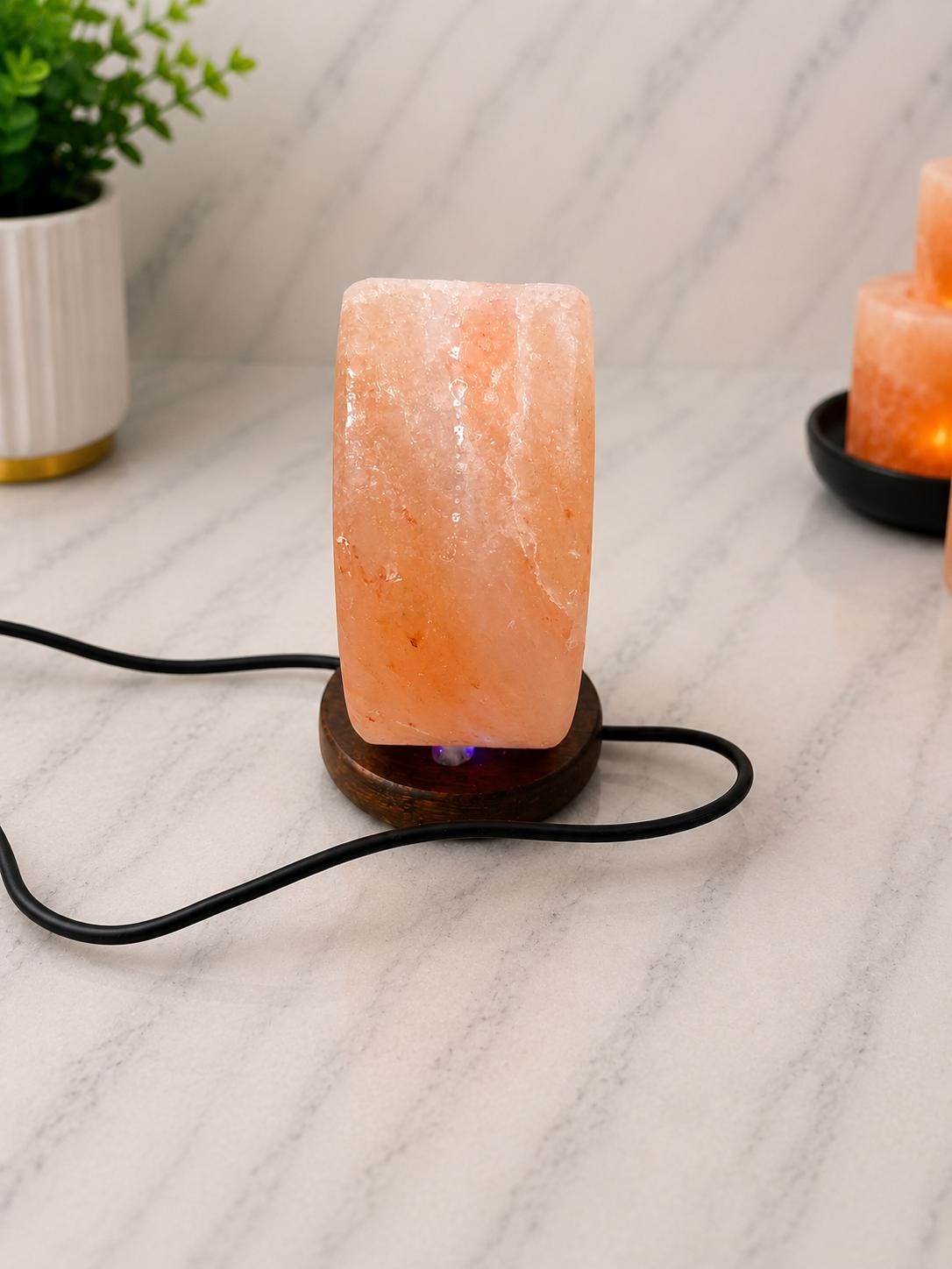 Mini Moon Himalayan Salt Lamp USB crescent shape glowing multicolor
