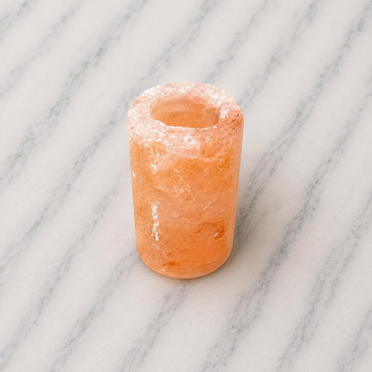 Himalayan Pink Salt Tequila Shot Glass showing natural pink crystal texture